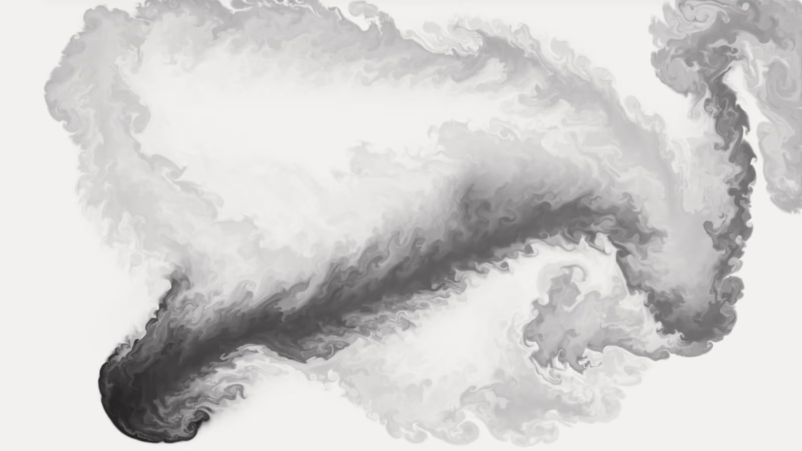 Encre noire en volutes sur fond papier — capture de la simulation de fluide