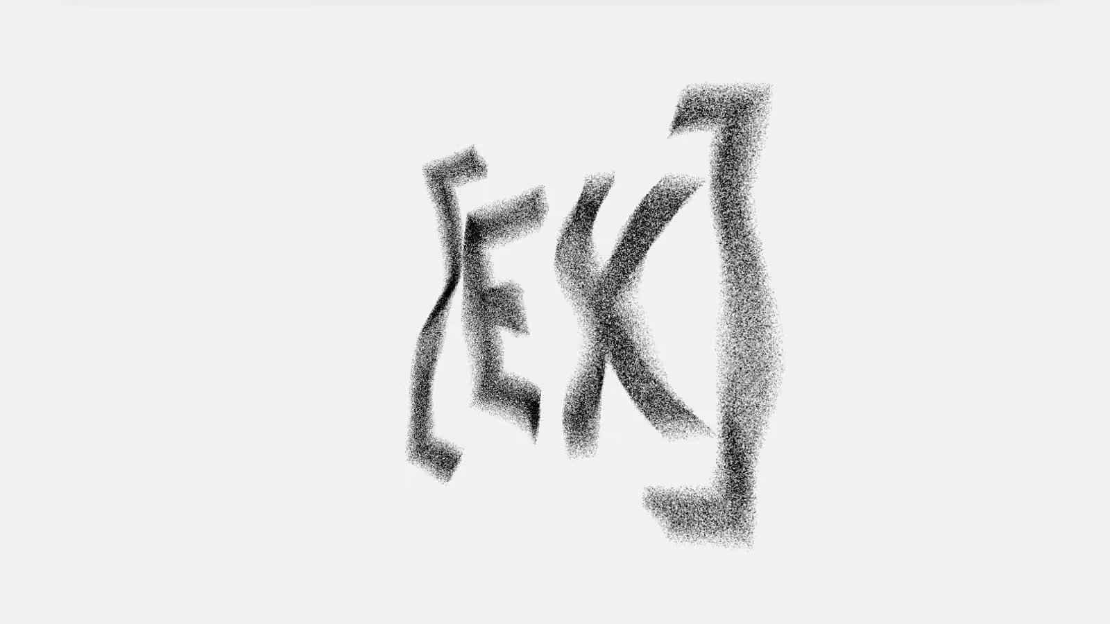 Un nuage de particules d’encre rassemblé en monogramme EK — capture de la démo